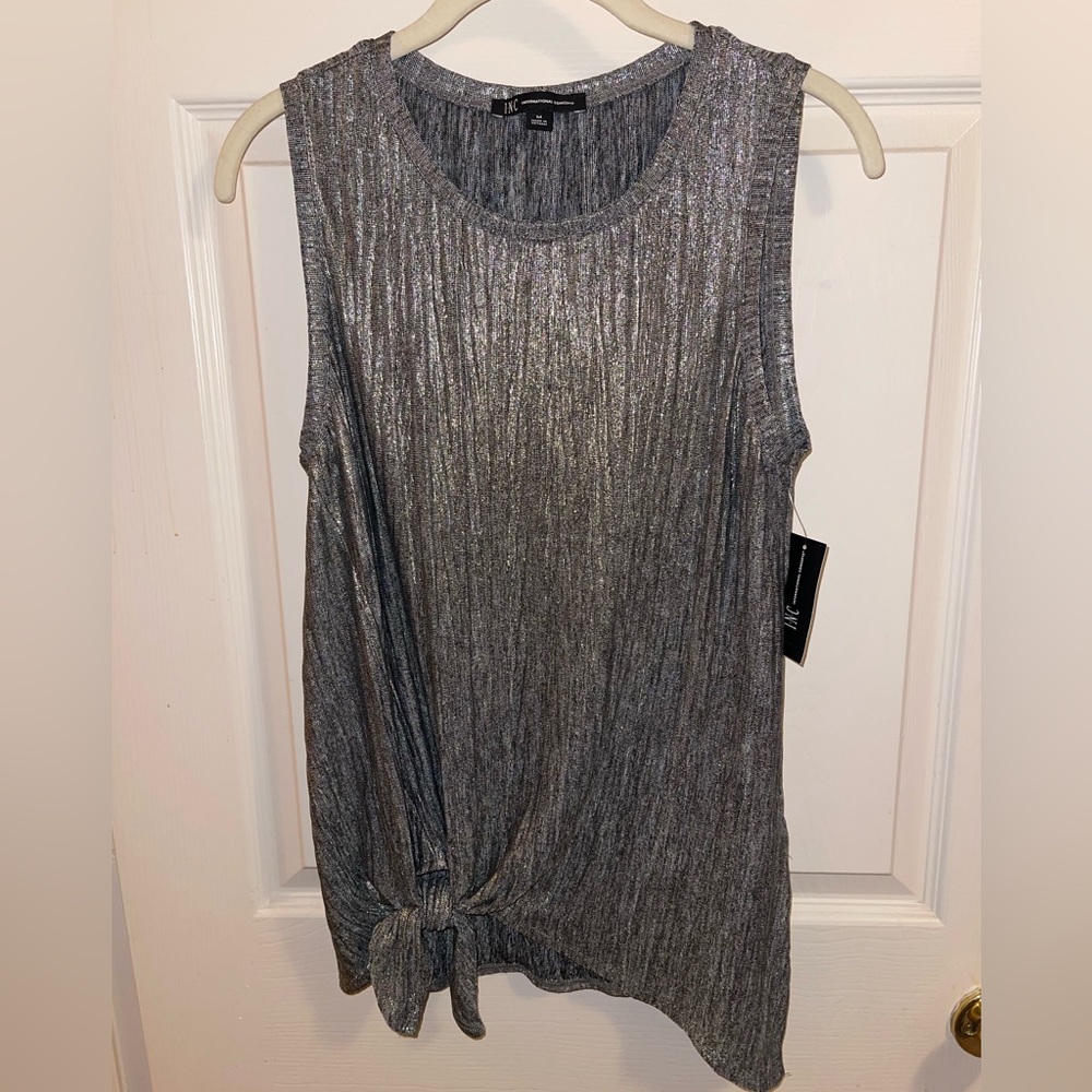 INC Silver Black Top New size Medium